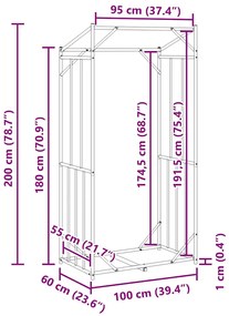 VIDAXL ΡΑΦΙ ΓΙΑ ΚΑΥΣΟΞΥΛΑ ΜΕ ΚΑΛΥΜΜΑ ΒΡΟΧΗΣ 100X60X200 ΕΚ. 4104949