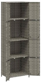 vidaXL Ντουλάπι Αποθήκευσης Κήπου Γκρι 59x40x180 εκ. από Συνθ. Ρατάν