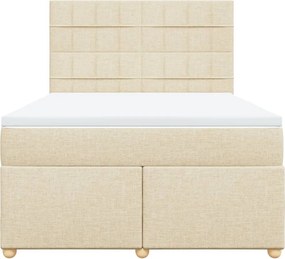vidaXL Κρεβάτι Boxspring με Στρώμα Κρεμ 140x200 εκ. Υφασμάτινο