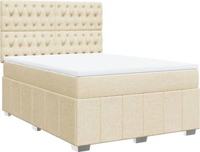 vidaXL Κρεβάτι Boxspring με Στρώμα Κρεμ 140x190 εκ. Υφασμάτινο