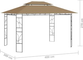 vidaXL Κιόσκι Taupe 4 x 3 x 2,7 μ. 160 γρ./μ²