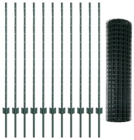 vidaXL Ευρωπαικός Φράκτης με 11 Πόδια Πράσινο 1,2x25 μ Χάλυβας
