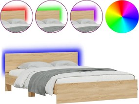 vidaXL Πλαίσιο Κρεβατιού με Κεφαλάρι/LED Sonoma δρυς 150x200 εκ.