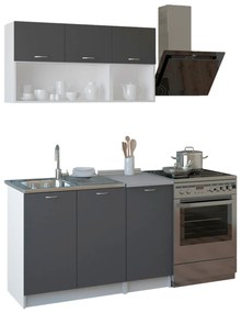 ΣΥΝΘΕΣΗ ΚΟΥΖΙΝΑΣ BENTLEE ΜΕΛΑΜΙΝΗ ΓΚΡΙ ΜΕ ΠΑΓΚΟ ΛΕΥΚΟ HM2443.10 200x46-29,2εκ.