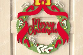 Σετ των 2 Intra απο ξύλο plywood 3mm-4mm πάχος - Χριστουγεννιάτικο στεφάνι|Διακόσμηση βεράντας|Στεφάνι πόρτας Δίασταση 15x15 cm INTRAFABR-111360709