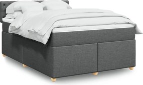 vidaXL Κρεβάτι Boxspring με Στρώμα Σκούρο Γκρι 140x200 εκ Υφασμάτινο