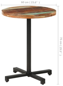 Τραπέζι Bistro Στρογγυλό Ø60 x 75 εκ. Μασίφ Ανακυκλωμένο Ξύλο - Λευκό