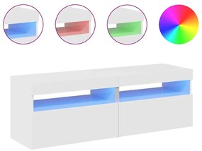 vidaXL Έπιπλα Τηλεόρασης με LED 2 τεμ. Γυαλιστερό Λευκό 60x35x40 εκ.