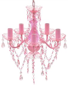 vidaXL Φωτιστικό με 5 Λαμπτήρες Ροζ Κρυστάλλινο