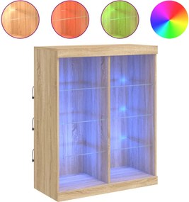vidaXL Μπουφές με Φώτα LED Sonoma Δρυς 81 x 37 x 100 εκ.