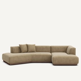 Ανοιχτός γωνιακός καναπές δεξιός σε βελούδο stonewashed, JACOPO