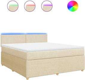 vidaXL Κρεβάτι Boxspring με Στρώμα Κρεμ 180x200 εκ. Υφασμάτινο
