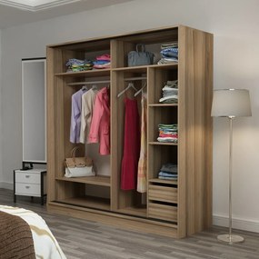 Διφυλλη Ντουλαπα Συρομενη Χρυσο KALEO 60x180x210