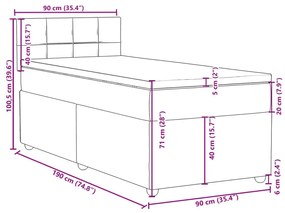 Κρεβάτι Boxspring με Στρώμα Μπλε 90x190 εκ.Υφασμάτινο - Μπλε