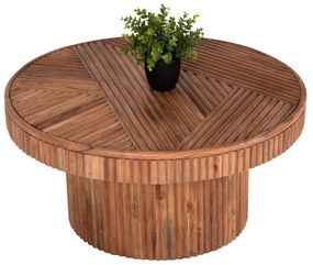 COFFEE TABLE ROUND RANNE  SOLID ACACIA WOOD IN NATURAL COLOR Φ80x38Hcm.