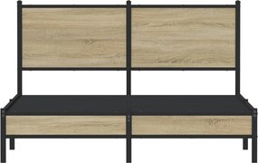 vidaXL Σκελετός Κρεβ. Χωρίς Στρώμα Sonoma Δρυς 150x200 εκ. Μεταλλικό