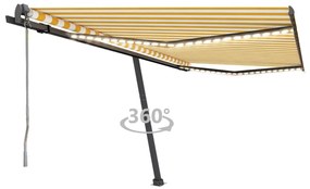 vidaXL Τέντα Αυτόματη με LED & Αισθ. Ανέμου Κίτρινο/Λευκό 450x300 εκ.