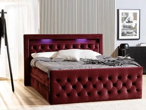 Κρεβάτι continental Seattle 135, Διπλό, Continental, Κόκκινο, 180x200, Ταπισερί, Τάβλες για Κρεβάτι, 201x209x122cm, Στρώμα: Ναι | Epipla1.gr