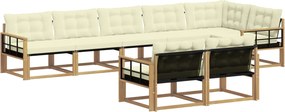 vidaXL Σειρά Καναπέ Εξωτερικού με μαξιλάρι 8 pcs Λευκό και Κρεμ