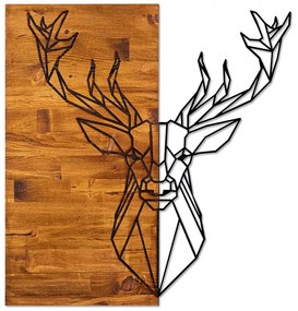 WOODEN WALL DECORATION WITH METAL REINDEΕR  56Χ3Χ58 cm.