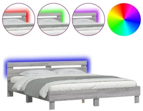 Πλαίσιο Κρεβατιού με Κεφαλάρι/LED Γκρι Sonoma 180x200 εκ. - Γκρι