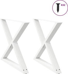 vidaXL Πόδια Τραπεζαρίας 2 τεμ. Λευκά 90x(72-73,3) εκ. Ατσάλι