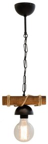 Ceiling light PWL-0107 Ε27 in walnut-black color 20x8,5x52,5cm 20x8.5x52.5 εκ.