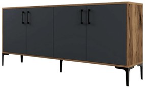 Μπουφές HM9428.01 180x35x78cm Walnut-Anthracite Μελαμίνη,Μέταλλο