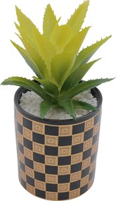 Τεχνητό Φυτό σε Κεραμικό Μοντέρνο Γλαστράκι 7.5x16cm - Μαύρο