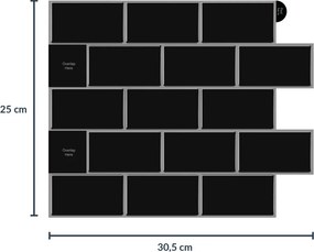 Αυτοκόλλητο Πλακάκι 3D (30.5x25) L-C Metro Black 1770133