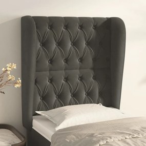 Κεφαλάρι με Πτερύγια Σκούρο Γκρι 83x23x118/128 εκ. Βελούδινο 3118323