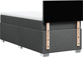 vidaXL Κρεβάτι Boxspring με Στρώμα Σκούρο Γκρι 90x200 εκ. Υφασμάτινο