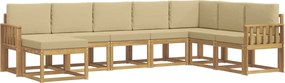 vidaXL Σειρά Καναπέ Εξωτερικού με μαξιλάρι 8 pcs Λευκό και Μπεζ