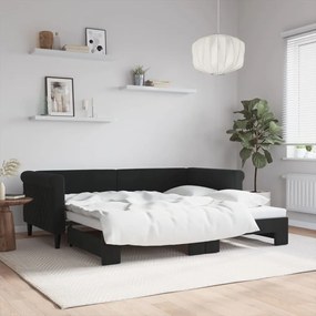 vidaXL Καναπές Κρεβάτι Συρόμενος Μαύρος 90x190 εκ. Βελούδινος