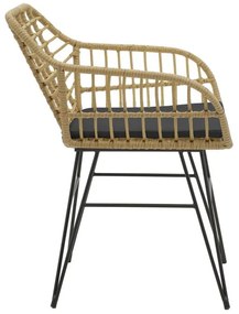 Τραπεζαρία Naoki V σετ 3τεμ rattan pe σε φυσική απόχρωση και μαύρο μέταλλο 80x80x78εκ 80x80x78 εκ.