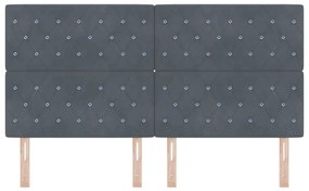 vidaXL Κεφαλάρι LED με φώτα λωρίδας LED Σκούρο γκρι 90 cm Βελούδο