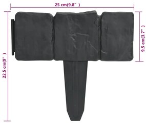 vidaXL Περίφραξη για Βραχόκηπο 41 Τεμ. Σχέδιο Πέτρας 10 μ. Πλαστική