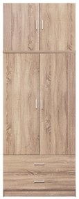 Wardrobe 2 Door with Loft &amp; 2 Drawers Sonama 80x42x241