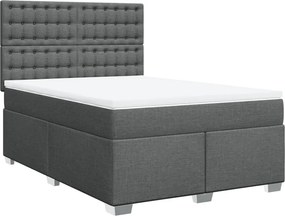 vidaXL Κρεβάτι Boxspring με Στρώμα Σκούρο Γκρι 140x190 εκ. Υφασμάτινο