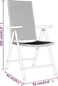 vidaXL Σετ Τραπεζαρίας Κήπου 7 Τεμαχίων Μαύρο