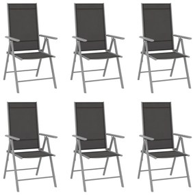 Καρέκλες Κήπου Πτυσσόμενες 6 τεμ. Μαύρες από Textilene - Μαύρο