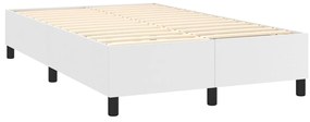 vidaXL Κρεβάτι Boxspring με Στρώμα Λευκό 120x200εκ.από Συνθετικό Δέρμα