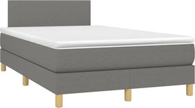 vidaXL Κρεβάτι Boxspring με Στρώμα Σκούρο Γκρι 120x190 εκ Υφασμάτινο