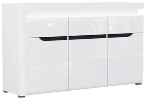 Σιφονιέρα Orlando K103, Άσπρο, Γυαλιστερό λευκό, 89x152x39cm