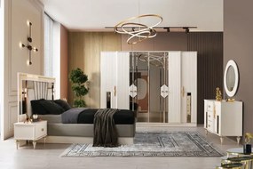 Σετ Κρεβατοκάμαρας 5 τεμ. Μοντέλο πολυτελείας σε λευκό και χρυσό 160x200 cm