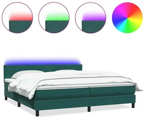 Box Spring Κρεβάτι με στρώμα Σκούρο πράσινο 200x220cm Βελούδινο - Πράσινο