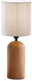 Φωτιστικό επιτραπέζιο Cora Megapap E14 ξύλινο - ύφασμα Pvc χρώμα φυσικό - κρεμ Ø15x35εκ.