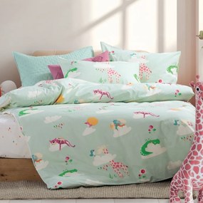 Σεντόνια Παιδικά Sky Is A Zoo (Σετ 3τμχ) Mint Nef-Nef Homeware Μονό 170x260cm 100% Βαμβάκι