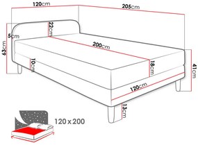 Επενδυμένο κρεβάτι Hot II-Gkri Anoixto-120 x 200