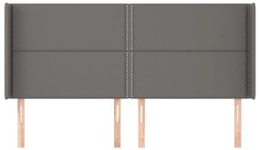 vidaXL Κεφαλάρι με Πτερύγια Γκρι 203x16x118/128 εκ. Συνθετικό Δέρμα